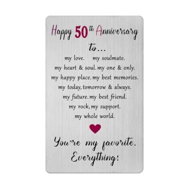 Imagem de Cartão de aniversário de 50 anos para mulheres homens ele ela - presente de lembrança de aniversário de 50 anos para marido, esposa e cônjuge, Feliz aniversário de 50 anos, 3.35*2.13Inch