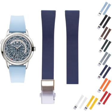 Imagem de Pulseira de borracha de liberação rápida para relógios Patek Philippe, pulseira de borracha FKM para relógios Patek Philippe Calatrava - várias cores (19 mm, azul marinho)