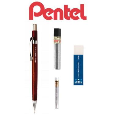 Imagem de Lapiseira Pentel Sharp 0,5mm Vinho + Grafite + Borrachas