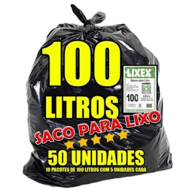 Imagem de Saco De Lixo 100l Resistente Preto Lixex - 10 Pacotes 50 Und