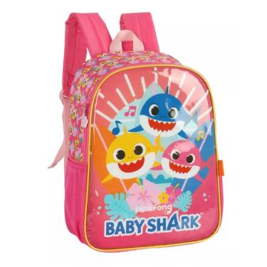 Imagem de Mochila Infantil Baby Shark Rosa Escolar Volta Às Aulas