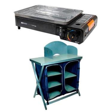 Imagem de Mesa Portátil Armário Cucina + Fogareiro Diversos Modelos 1 ou 2 Queim