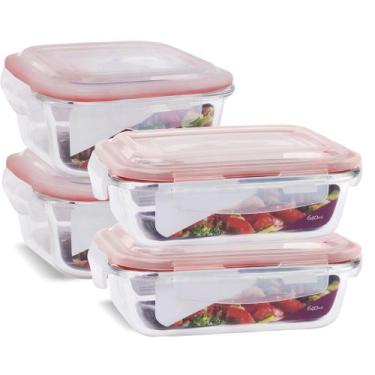 Imagem de Kit 4 Potes Herméticos Marmita Vidro Marmita 640ml e 800ml - U4home, V