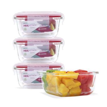 Imagem de Conjunto 4 Potes Vidro Hermético Marmita Quadrada 320ml - U4home