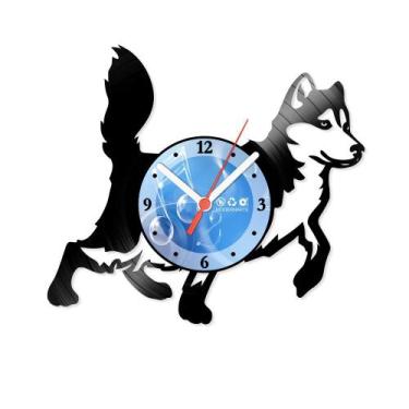 Imagem de Relógio De Parede Disco Vinil Animais - Husky Siberiano - VAN-066 - Mo