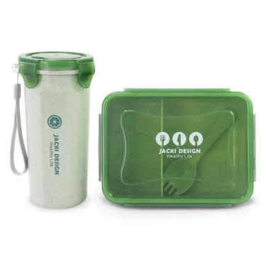 Imagem de Pote Marmita Microondas Freezer Kit Conjunto Copo Com Tampa 500 ML Lun