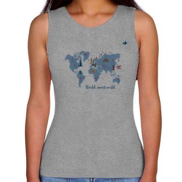 Imagem de Regata Feminina World sweet world - Foca na Moda, Cinza, GG