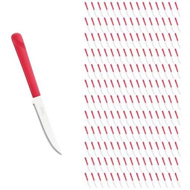 Imagem de Conjunto 180 Facas Linha Luna Vermelho Aço Inox Plástico - Taumer, Lun