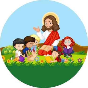 Imagem de Painel Festa Sublimado C/ Elástico 1,50m Jesus e as crianças - Fadrix,
