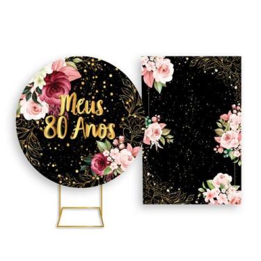Imagem de Painel De Festa Redondo 1,50x1,50 + Painel Vertical 1,50x2,20 - Flores