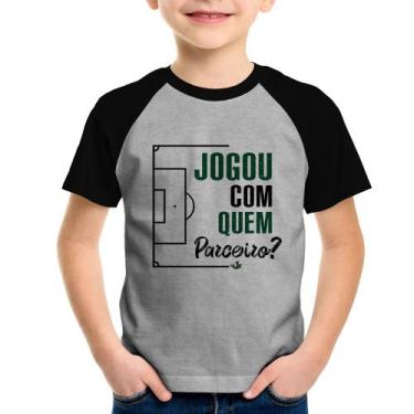 Imagem de Camiseta Raglan Infantil Jogou com quem parceiro - Foca na Moda, Cinza