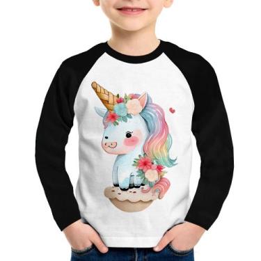 Imagem de Camiseta Raglan Infantil Unicórnio Bebê Manga Longa - Foca na Moda, Br