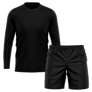 Imagem de Kit Camiseta Manga Longa Poliamida + Short Bermuda Tactel-Masculino