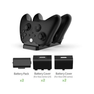 Imagem de Carregador Duplo Compatível C/ Xbox Series Xbox One C/ 2 Baterias + 4 