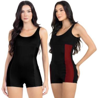 Imagem de Maiô Macaquinho Natação Hidroginástica Feminino Kit 2 Peças - HYPE MOD