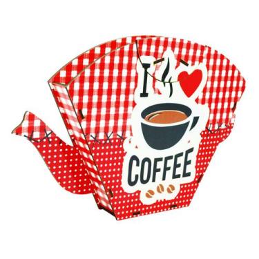 Imagem de Porta Filtro Coador Café Descartável Modelo Coffee Love 31x19 Mdf Made