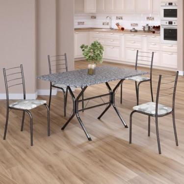 Imagem de Conjunto Sala de Jantar Mesa Retangular 100x60cm Tampo Granito Ocre 4 