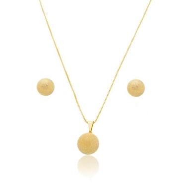 Imagem de Conjunto Kit Colar e Brinco Banhado a Ouro 18k Feminino - Enzara Jóias