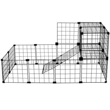 Imagem de Cercado Aramado Porquinho da Índia 2 Andares Teto 60x120x60cm Preto - 