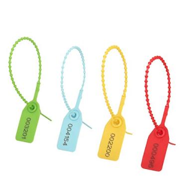 Imagem de Eau 180 Peças de Lacre de Segurança Numerado Pull-Tite, 4 Lacres Plásticos Descartáveis Coloridos À Prova de Violação, Etiquetas de Segurança com Travamento Automático para Extintor, Logística, Bagage