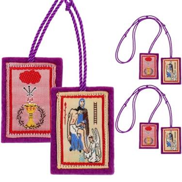 Imagem de Escapulário roxo pequeno Marie Julie Jahenny of Benediction and Protection Catholic Necklace Escapulario Morado, Small, Poliéster, Sem Pedra Preciosa