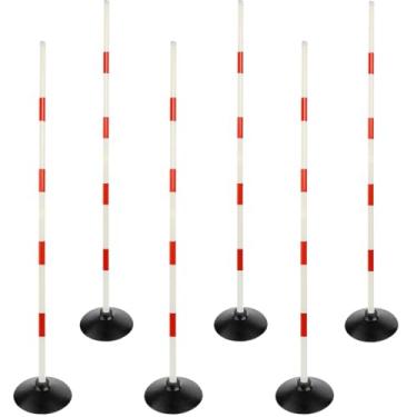Imagem de ASENVER Conjunto de bastões de agilidade de futebol vermelho-branco com base de borracha, bastão de drible, sinalização de trânsito, mastro multifuncional de treinamento (4,9 pés, pacote com 6)