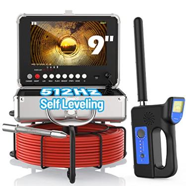 Imagem de anysun Câmera de Esgoto Autonivelante com Localizador, Câmera de Drenagem com Monitor Ips de 9 '' e Cabo de 165 Pés, Câmera de Inspeção de Tubulação À Prova D'Água Ip68 com Função de Gravação Dvr e Ca