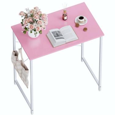 Imagem de Pamray Mesa de computador de 58 cm para espaços pequenos, mesa de trabalho de escritório em casa com gancho de fone de ouvido, mesa de escritório pequena para escritório