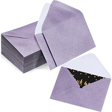 Imagem de Yahenda 200 envelopes roxos de mini cartões de presente a granel dia dos namorados bolso de casamento pequenos envelopes para cartões de presente para saudações negócios bolso minúsculo 10 x 7 cm para