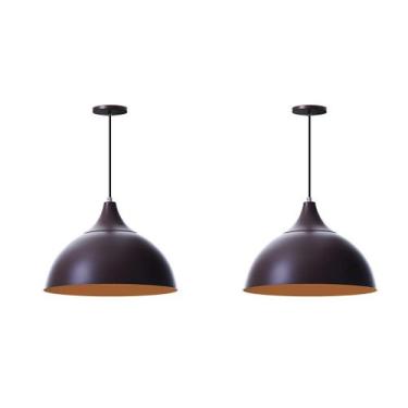Imagem de Kit 2 Pendentes Meia Lua Marrom Cobre 40Cm Chapéu Marrom - Ideallume