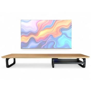 Imagem de Suporte para Monitor de Mesa em Madeira Base Elevada para Computador Organizador de Escritório