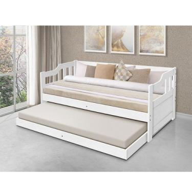 Imagem de Sofá Cama Solteiro Vintage com Cama Auxiliar Madeira + 2 Colchões - Br