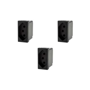 Imagem de Kit 3 Modulos Tomada 10A Preto Borne 615038PT+ Pial Plus+ - Legrand