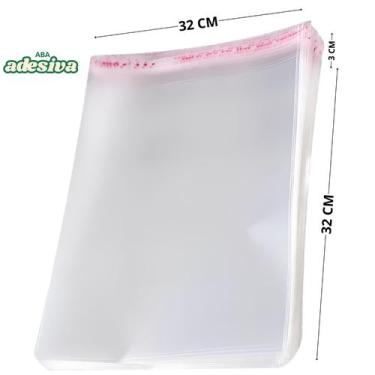 Imagem de Saco Adesivado Plástico Transparente 32x32+3cm 100 Unidades - JC
