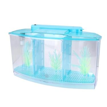 Imagem de Criação de Peixes Led de Tanques Acrílico, Três Divisões Caixa de Isolamento para Peixes Pequenos Com Grama Artificial, Válvula de Troca de água e Cabeça de Bolha de Filtro Com (A)