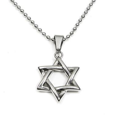 Imagem de Colar com pingente de estrela de Davi judaica de aço inoxidável prateado dourado, 21mm x 24mm