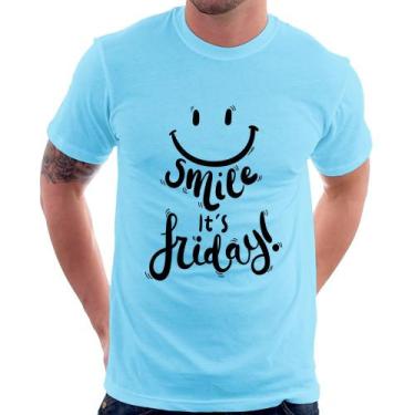 Imagem de Camiseta Smile, It's Friday! - Foca na Moda, Azul bebê, P
