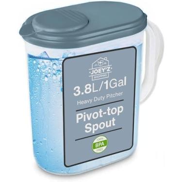 Imagem de Jarra de água de 1 galão com tampa e bico superior pivô - design fino para porta de geladeira - jarra de plástico de 3,5 litro com tampa, jarra de água com tampa, jarra de água de plástico com tampa,