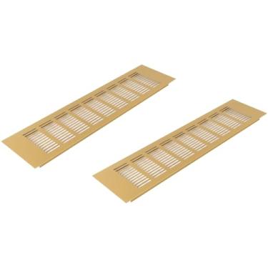 Imagem de Vent Systems Grade de ventilação de suprimento de ar de 40 x 10 cm (dimensões externas) - Pacote com 2 - Defletor de ventilação de porta de admissão/escape retangular de alumínio dourado - HVAC para