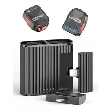 Imagem de Microfone Lavalier sem fio, mini microfone com Lightning/USB-C Plug-Play, microfone com redução de ruído, alcance de 328 m, microfone condensador omnidirecional para vídeo