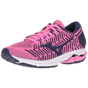 Imagem de Mizuno Tênis de corrida feminino Wave Rider 22 Knit, Rosa Glo-Sodalita Azul, 41