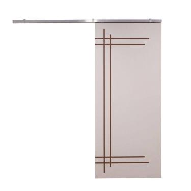 Imagem de Porta De Correr Branco Prime Frisada Kit Alumínio F05 - 210x70