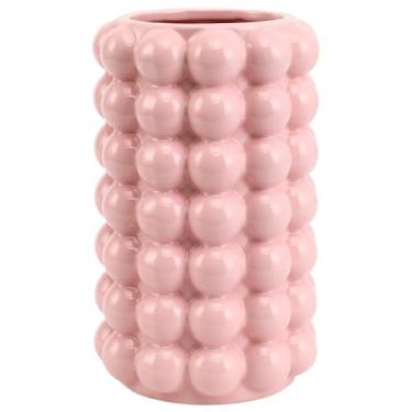 Imagem de YANWE1 Vaso de bolha, vaso de cerâmica rosa, vaso curto, vaso de flores de cerâmica, vaso moderno, vaso decorativo para decoração, vaso de bolhas alto para sala de estar, casamento, entrada, cornija,