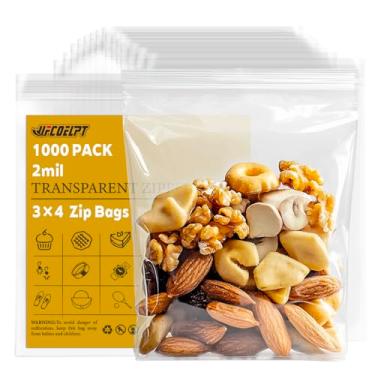 Imagem de UFCOELPT Pacote de 3'' X 4'' com 1000 Pequenos Sacos Plásticos Transparentes com Zíper, Sacos Plásticos de Armazenamento Reutilizáveis para Joias, Cartões-Presente, Doces de Halloween