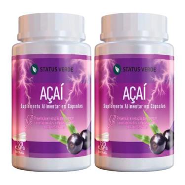Imagem de 2 Potes Açaí Status Verde - Kit 240 Cápsulas de 500mg, Original