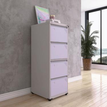 Imagem de Gaveteiro Arquivo de Aço 4 Gavetas Of04sltcm Cinza/Lilás