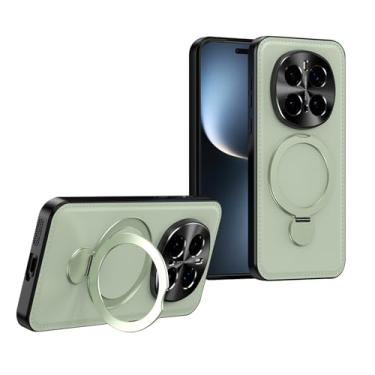 Imagem de FWYANZH Capa de couro para Honor Magic 7 Pro/7, suporte magnético giratório, suporte para celular, capa fina com proteção de lente com tudo incluído, capa, verde, 7Pro