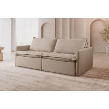 Imagem de Sofá Retrátil Cama Califórnia Para Sala linho Bege
