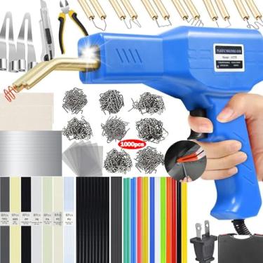 Imagem de Soldador de plástico de 220 W, kit de soldagem de plástico 2 em 1, soldador de reparação de plástico com 12 tipos, 100 varetas de soldagem de plástico e 1000 agrafadores a quente de 6 tipos, kit