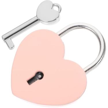Imagem de Mini cadeado rosa em forma de coração – Cadeado de metal fofo com chave para diários, caixas de joias, mochilas pequenas, bagagem e armários, design compacto de coração de amor, pequenas fechaduras